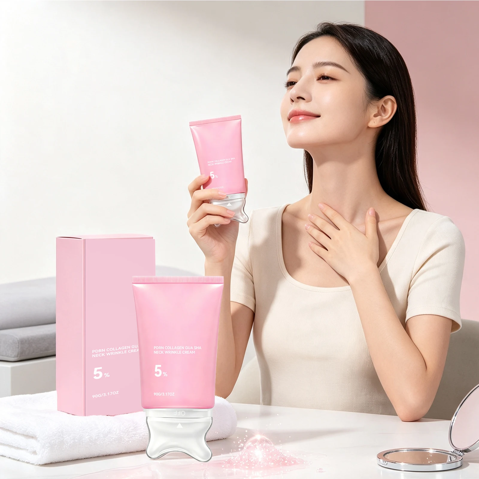 Firming Lifting Neck Cream Non Sticky Smooth Fine Lines Brighten Skin Tone Hydrating Restores Elasticity Improve Dryness Skin
