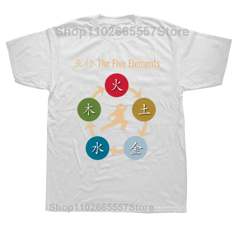 Qi Gong Wu Xing T Shirt Yin Yang Symbol Peace Love T-Shirt Chinese Tai Chi Clothing Top for Men Camisetas Euro Size Fashion