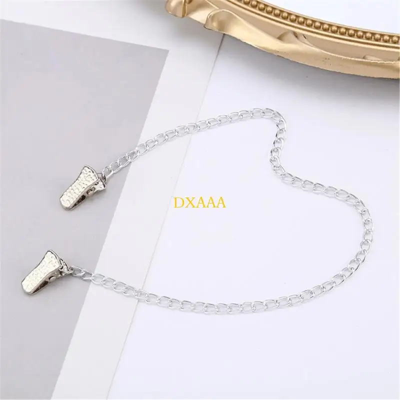 DXAA 2 قطع أنيقة سترة سلسلة كليب فضية اللون سلسلة معدنية للنساء حامل نظارات سلسلة القميص لارتداء اليومي #1