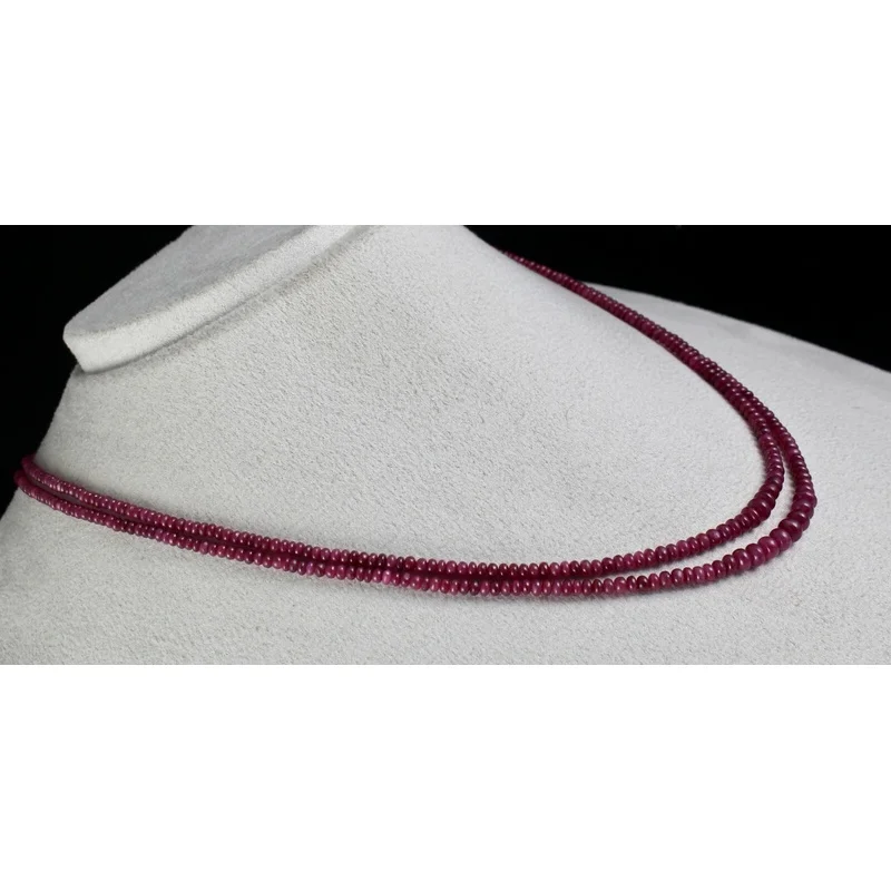 Natural Untreated Ruby Beads Round 120ct 2 Line Gemstone Ladies Necklace