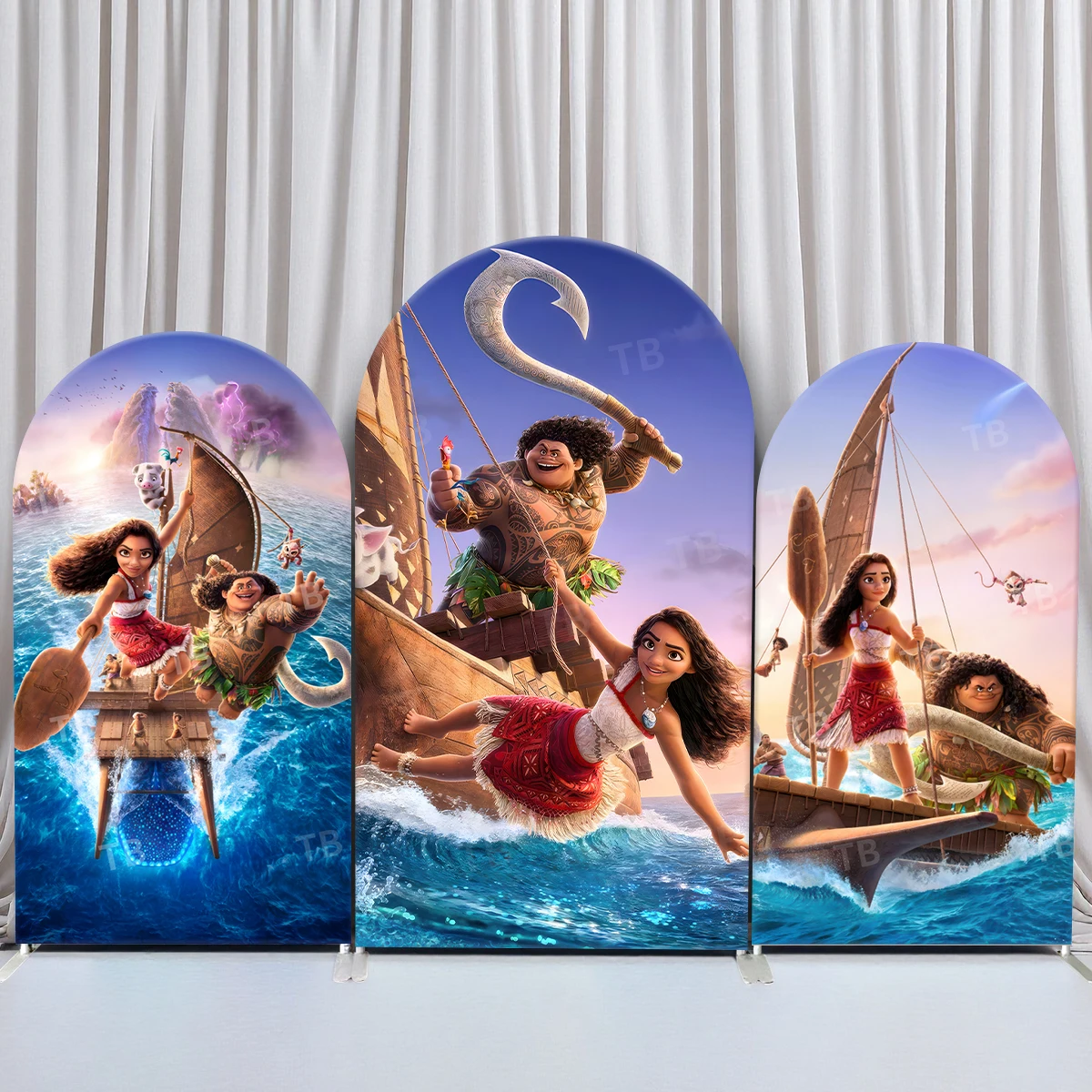 

TB Moana Princess Ocean Adventure Arch Backdrop Cover Kids Birthday Baby Shower Photography Background Party DecorElastic Fabric