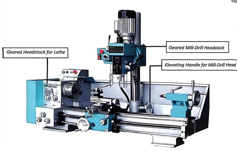 Industrial Horizontal Medium Duty Combination Machine TC330G PLUS 220V 1000mm Spindle MT5 Tool 4-Station Multi-Functional Lathe