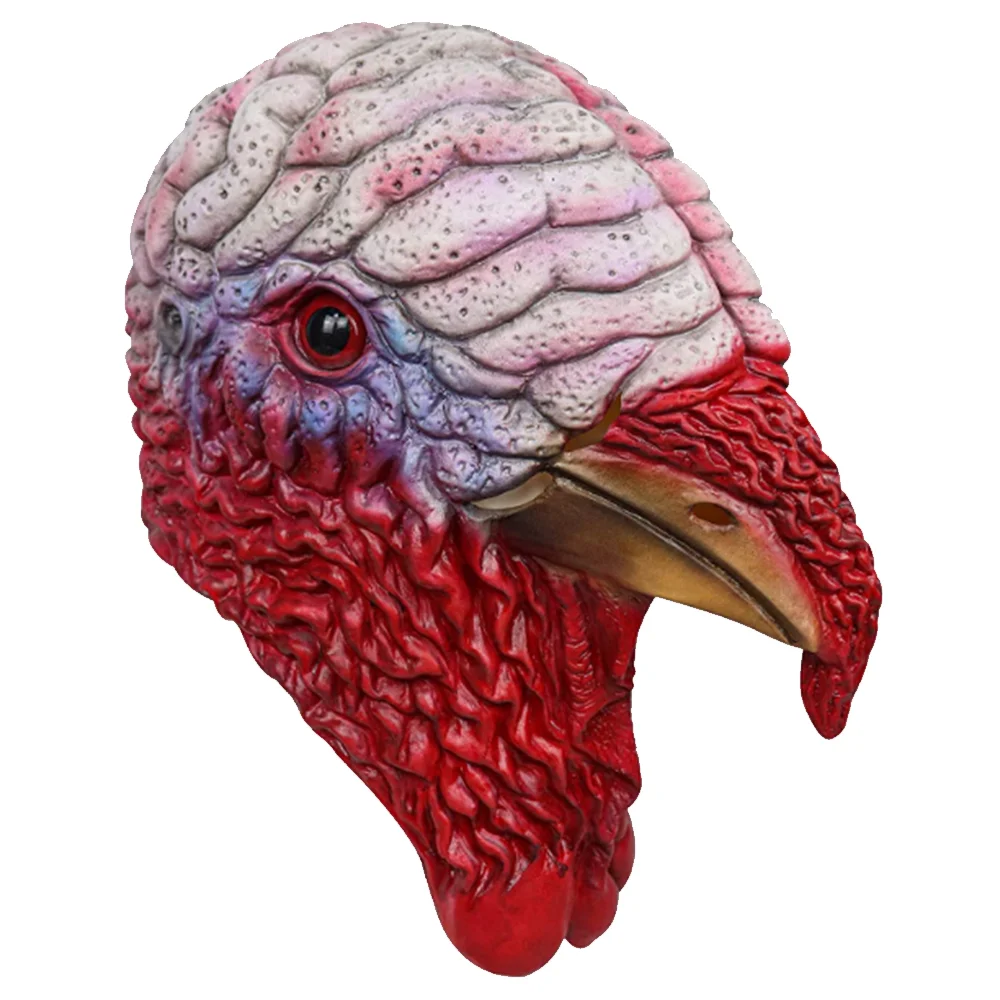 Turkey Head Mask Animal Halloween Rooster Latex Thanksgiving Cock Novelty Chicken Bird Prop Costume Party for Adult