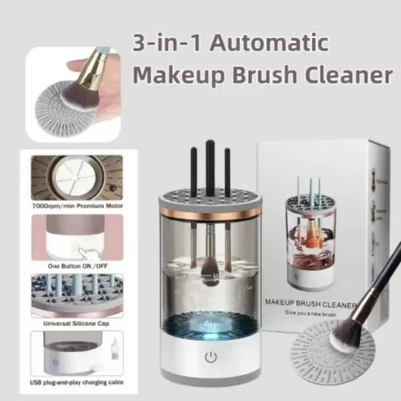 Portable USB Rechargeable Electric Makeup Brush Machine Efficient Automatic for Home Travel Cosmetic Brushes Deep Cleaning Tools