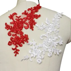10 Pcs Wedding Dress Lace Trim Patch Applique Lace Fabric DIY Bride Hair Accessory White Red Black Sew Decoration RS356