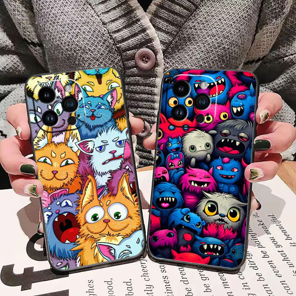 Terrifying Cartoon Monsters Phone Case For iphone 15 14 13 12 11 Pro XS Max Mini X SE APPLE 16 8 7 Plus Case Funda Capa Shell