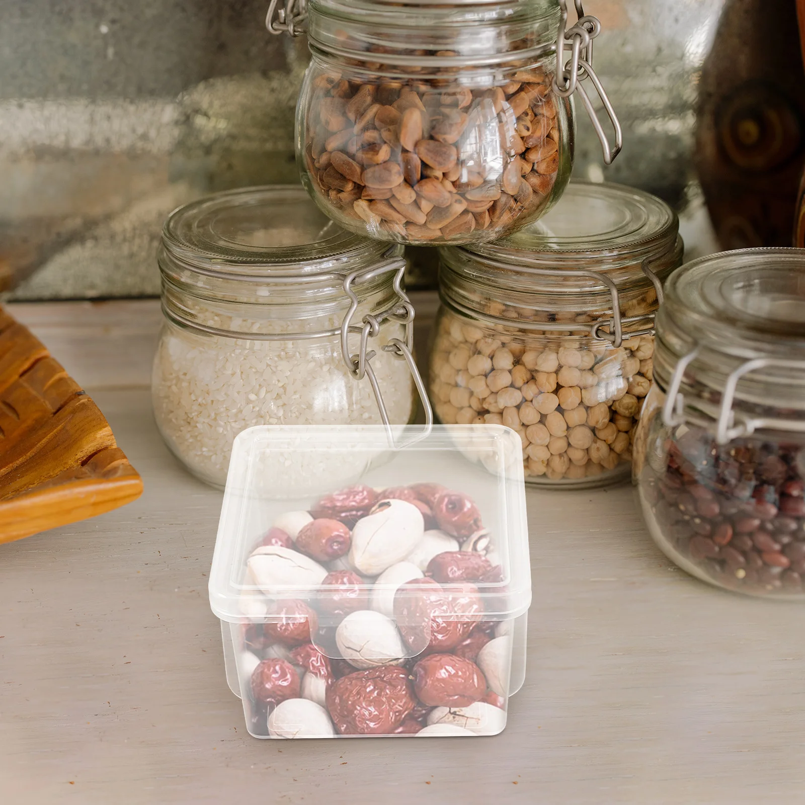 

4 Pcs Storage Box Kitchen Food Container Dry Fruit Jar Cereals Containers Jars Pantry with Lids