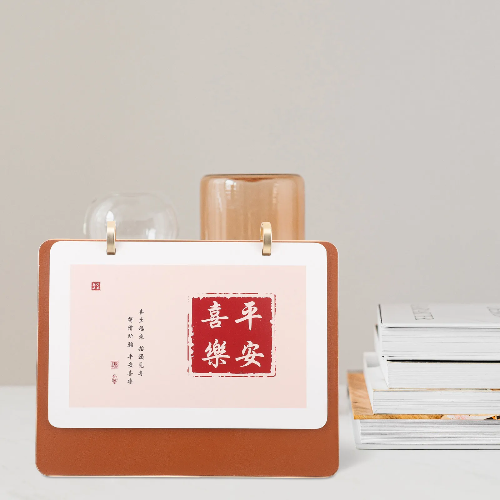 

Wooden Base Table 2024 Flip Monthly Desktop Calendar For Office Home Decor Thick Paper Anti-Leak Desk Planner Calendar 2024