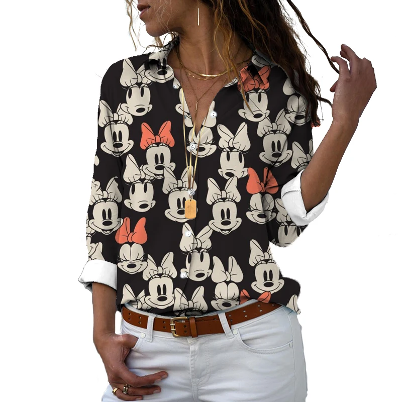 New Disney Brand Mickey and Minnie Anime 3D Printed Harajuku Style Cute Casual Top Beach Kawaii Clothes Cover Up Top Casual y2k