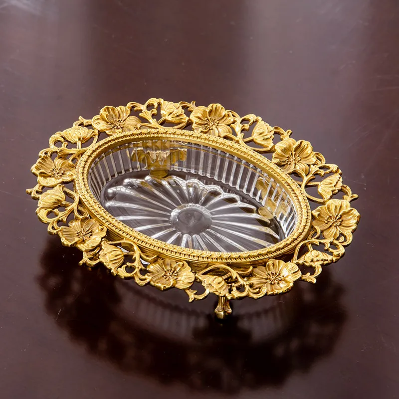 French High-end Carved Soap Box, Bathroom Free Punching, Household High-end Crystal Glass Soap Box