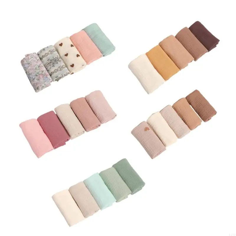 

L5YF 5Pcs Saliva Wipes Baby Towel Burp Cloths Square Towel Baby Wipes Cloths Handkerchief Washcloths Drool Bibs Nursing Towel