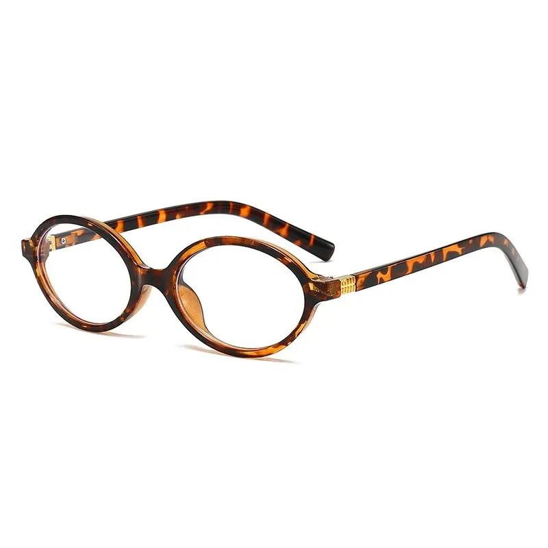 Vintage Oval Sunglasses Women Luxury Brand Designer Small Oval Anti Blue Light Glasses Retro Fashion Men Leopard Eyegalsses view 4