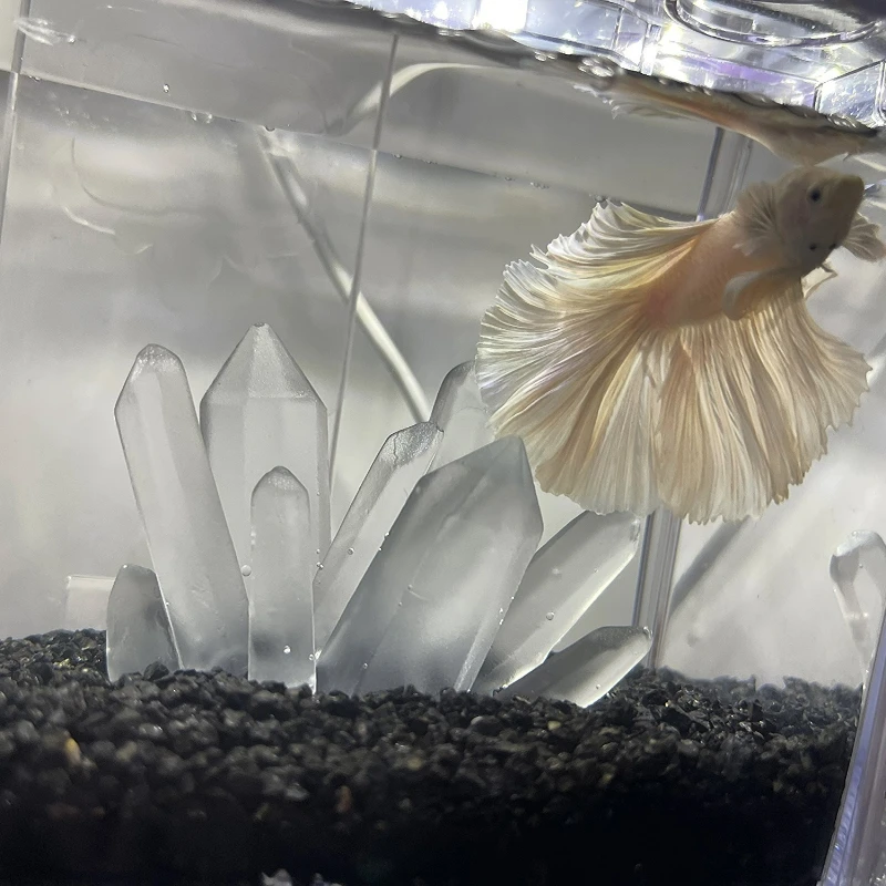 Creative Betta Tank Decor Clear Crystal Column Fish Tank Landscaping Ornaments Fish Shrimp Cave Shelter Aquarium Accessories