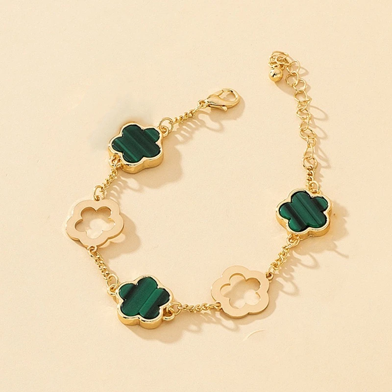 Five Leaf Flower Bracelet For Women New Trendy High-Quality Clover Jewelry Adjustable Chain Daily Wear Party Gifts