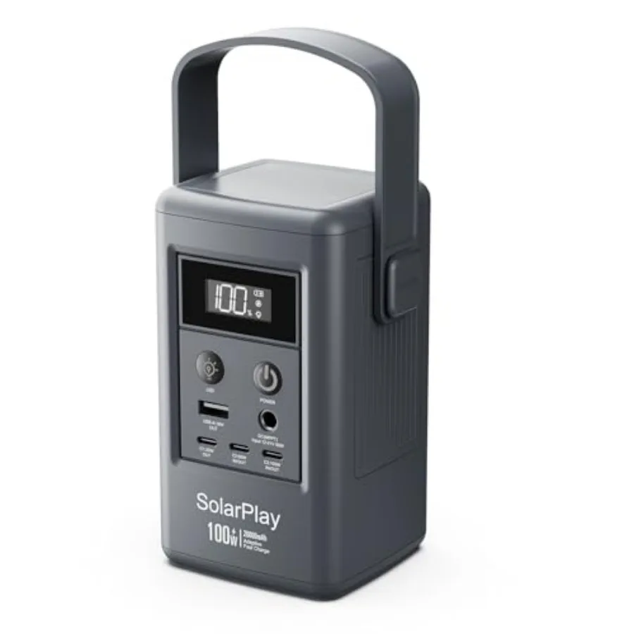 

SolarPlay 100W Solar Powered Generator 96.2Wh Portable Power Station with 5 Outlet for Outdoor Camping Home Backup and Emergenc