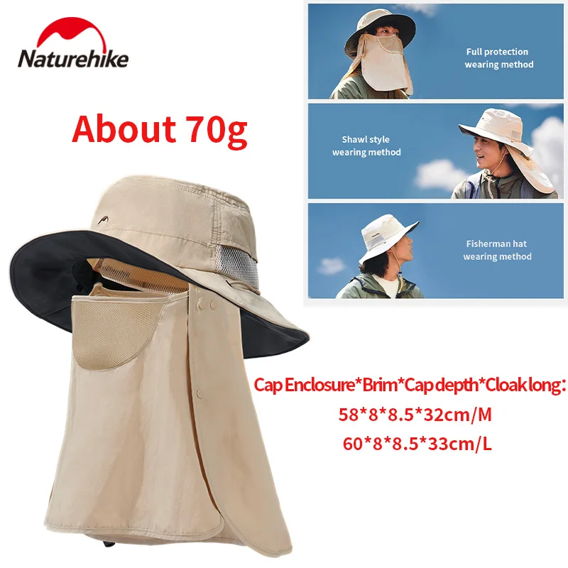 

Naturehike Fully Protected Large Brimmed Fisherman Hat With Black Rubber Sun Protection 360 ° Full Face Protection Fast Heat