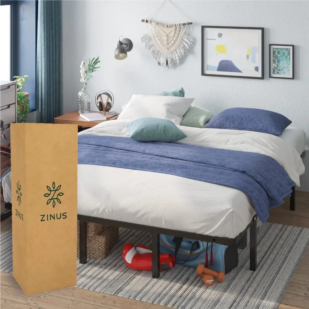 Base de Cama Matrimonial Euro Smart de Metal con Espacio de Almacenamiento, Fácil de Montar y con 5 Años de Garantía