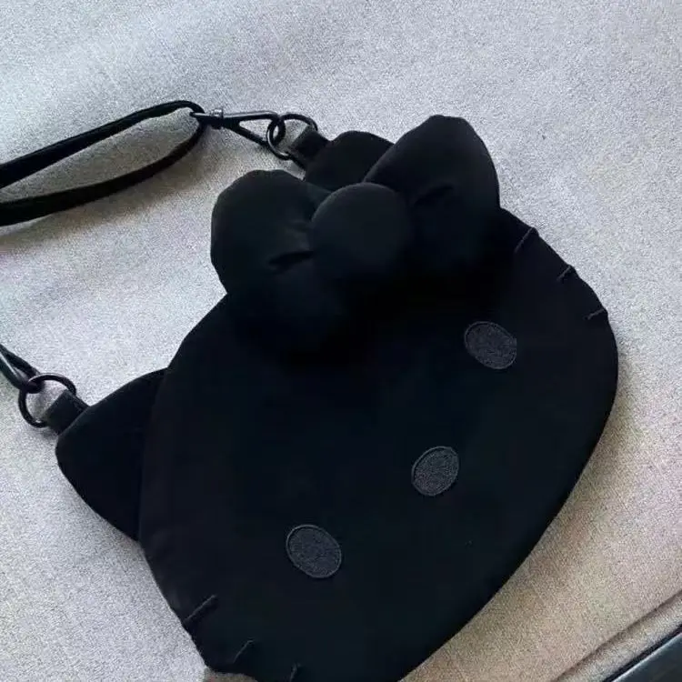 Kawaii Hello Kitty black crossbody bag, cute cartoon fashionable and exquisite handbag, commuter mobile phone bag, holiday gift - view 5