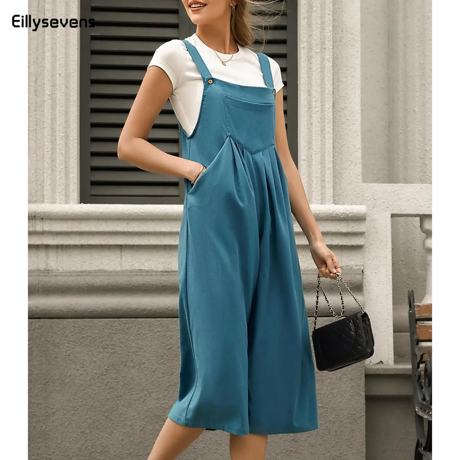 

Женские летние свободные длинные брюки без рукавов с завязками из хлопка и льна