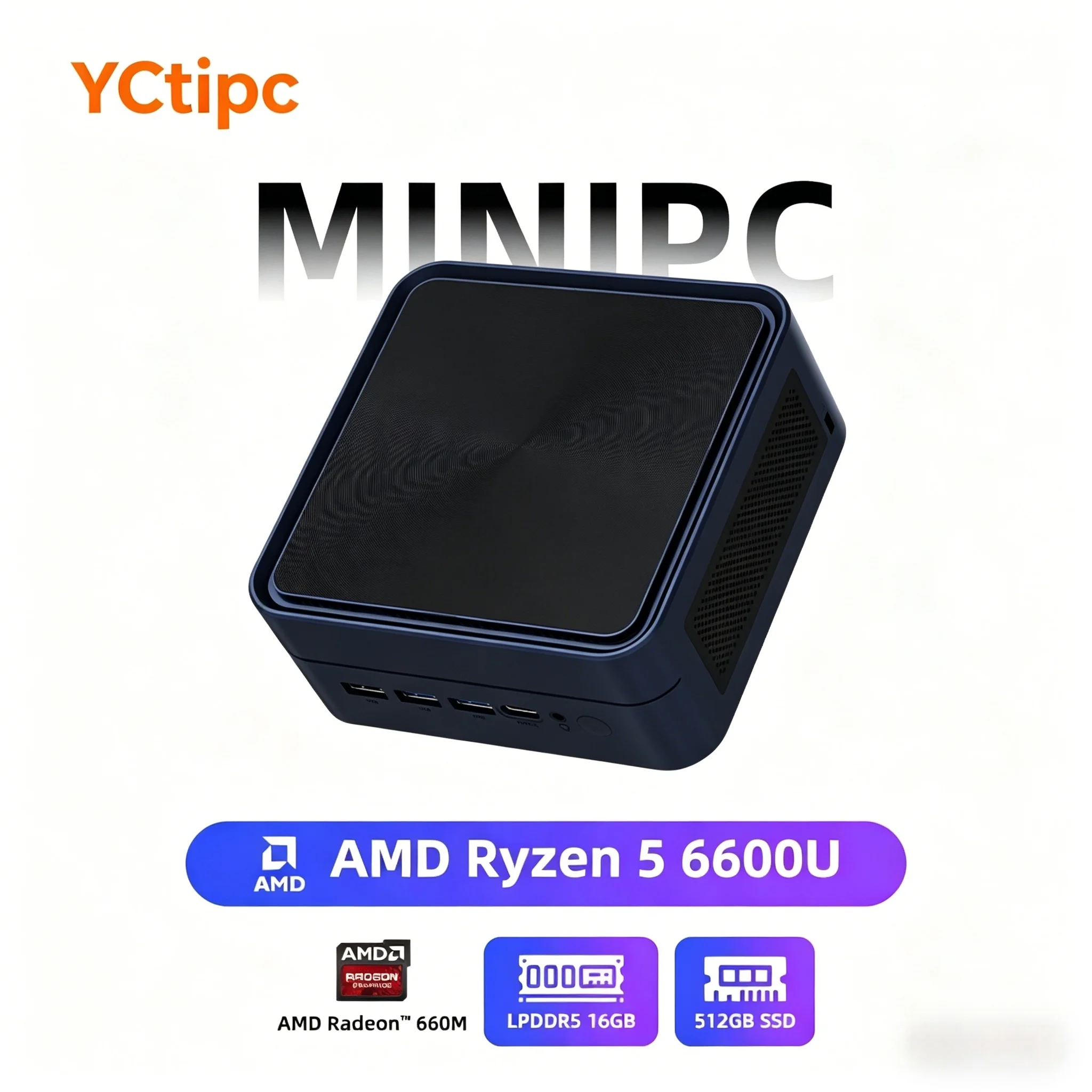 

YCtipc MINI PC AMD Ryzen 5 6600U Win11 Pro 16GB LPDDR5 256GB SSD M.2 2280 NVME Desktop Computers Support 4K HDMI Wifi6 BT5.2