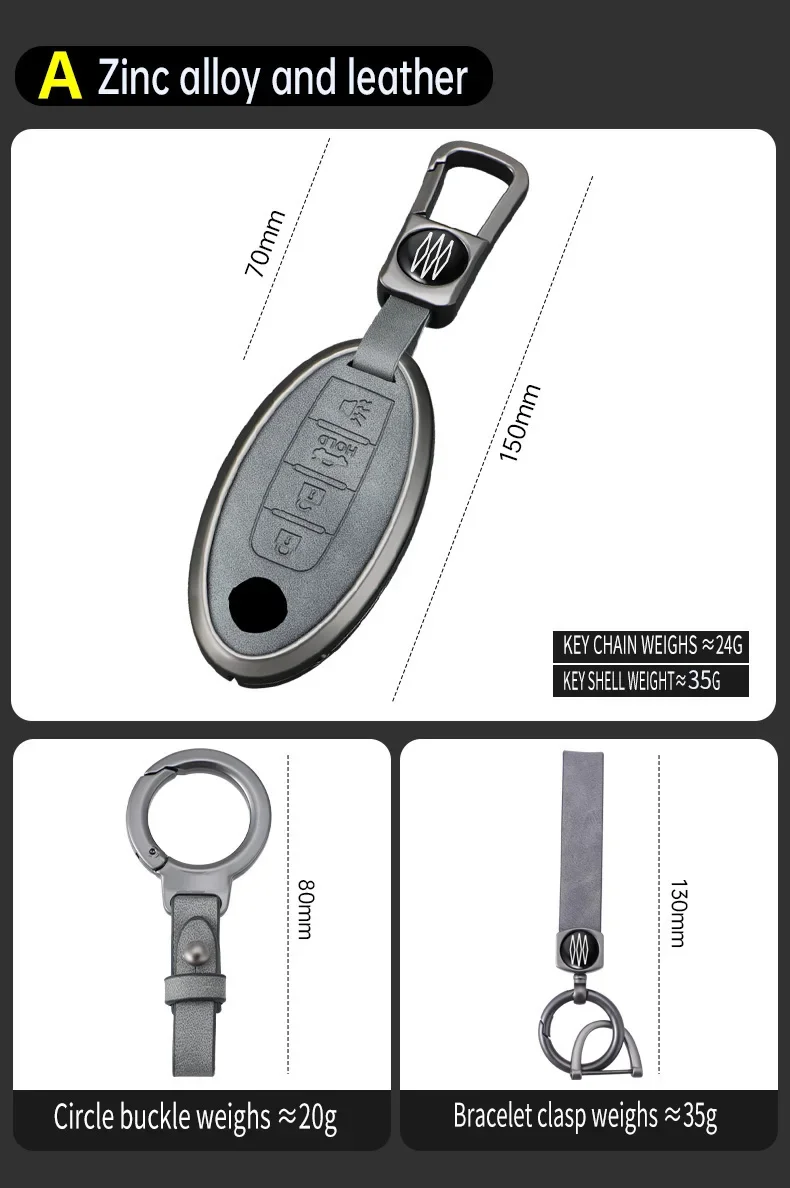 Car Key Bag For Infiniti G25 G35 G37 Q40 Q50 Q60 Q70 Q80 QX50 QX56 QX60 QX70 QX80 EX35 FX35 FX45 M35 M37 Car Key Case Cover Fob view 3