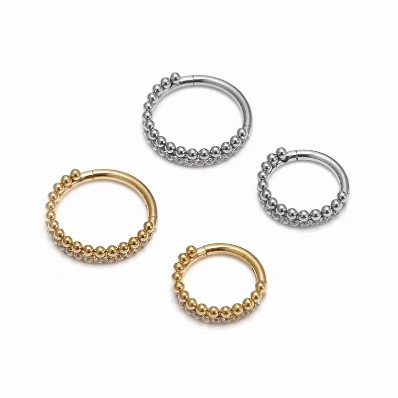 

Lot10pcs 316L шарики из хирургической стали CZ Кольцо для носа Перегородка откидное кольцо с откидным сегментом тропический Козелок 16GX8/10/12 мм