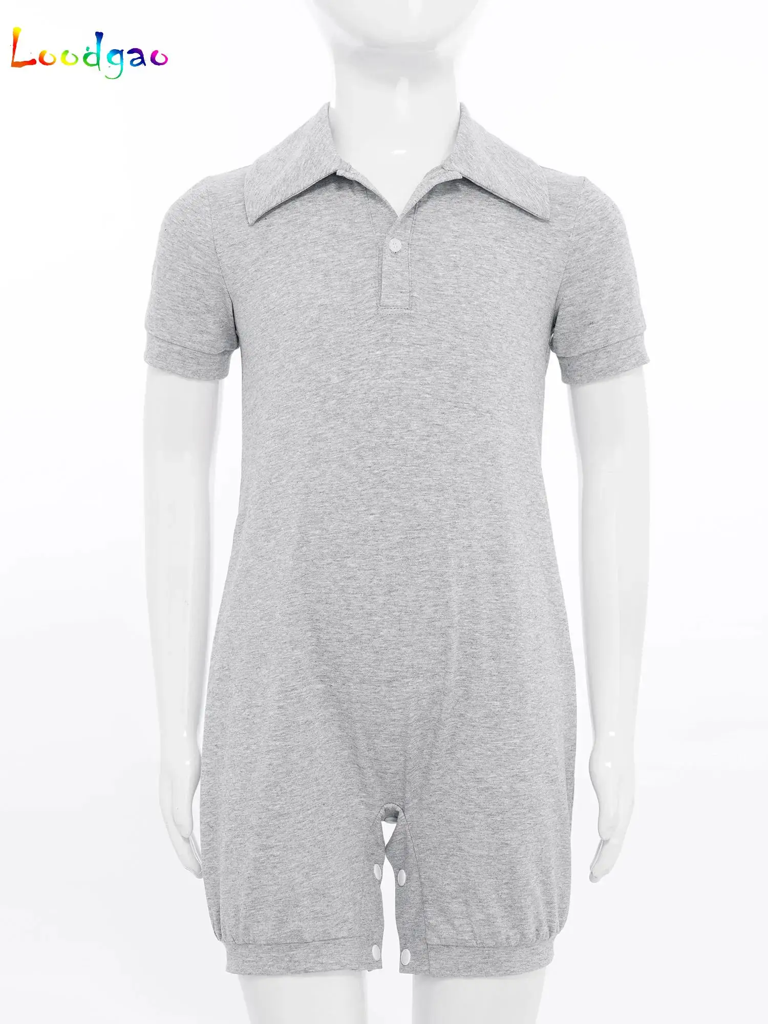 

Kids Boys Girls Special Needs Adaptive Clothing For Children Short Sleeve Bodysuit Press Buttons Crotch Solid Color Jumpsuit