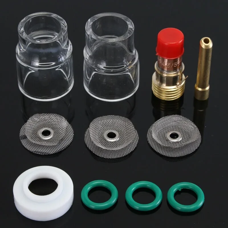 

TIG Welding Torch 3/32" Gas Lens #12 Cup 2.4mm Collet Kit For WP-17/18/26 Torches Gas Lens 3/32"