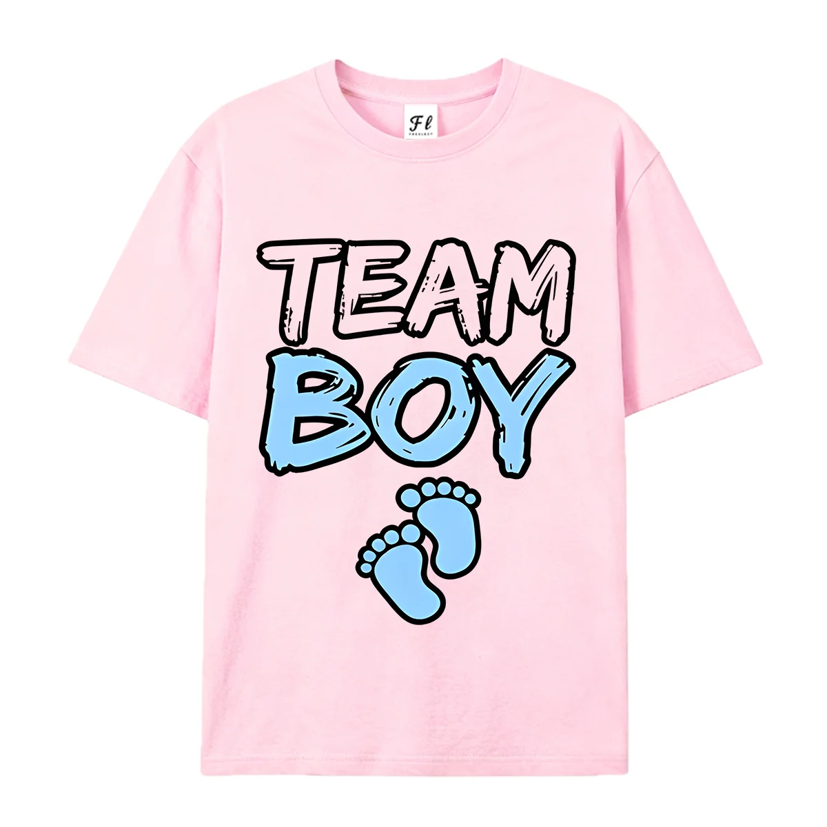 Baby Footprint Brush Text Graphic T Shirt Unisex Summer O Neck Short Sleeve Gender Reveal Print Soft Cotton Tees For Men Women