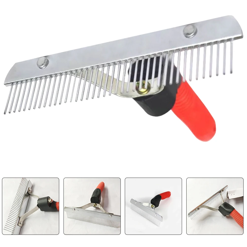 

Ergonomic Grooming Rake Pet Comb Dematting Brush For Dogs Horse Hair Removal Tool Rubber Anti-Slip Handle Dog Cleaning Tool