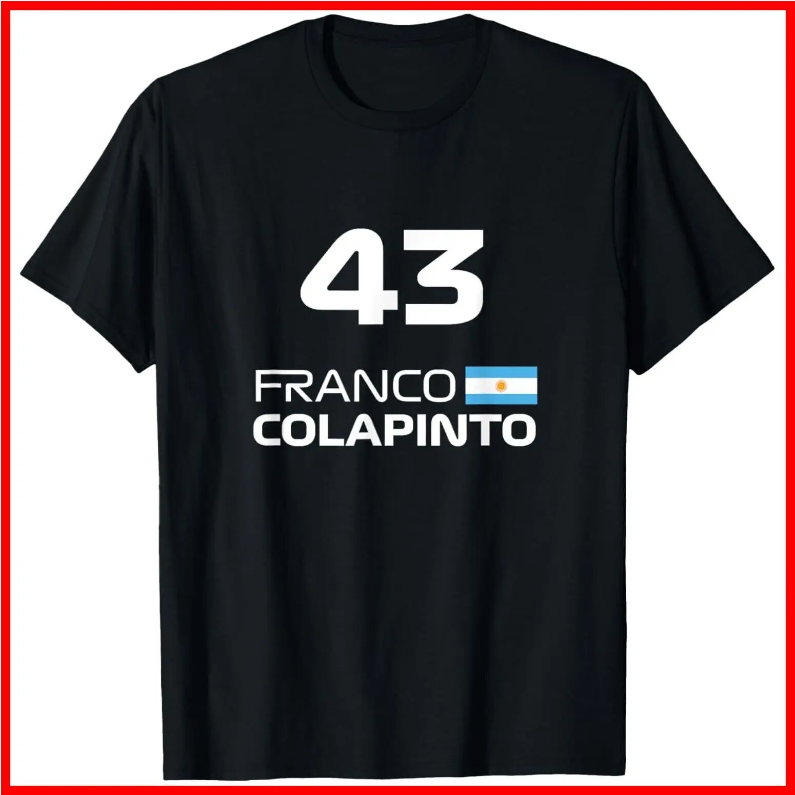 Races Formula Racing Franco Colapinto Black Cotton T-Shirt S-5XL