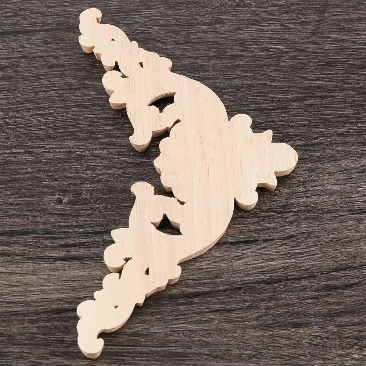 Unpainted Wood Oak Carved Corner Onlay Applique Furniture Home Decor 12.5x12.5cm