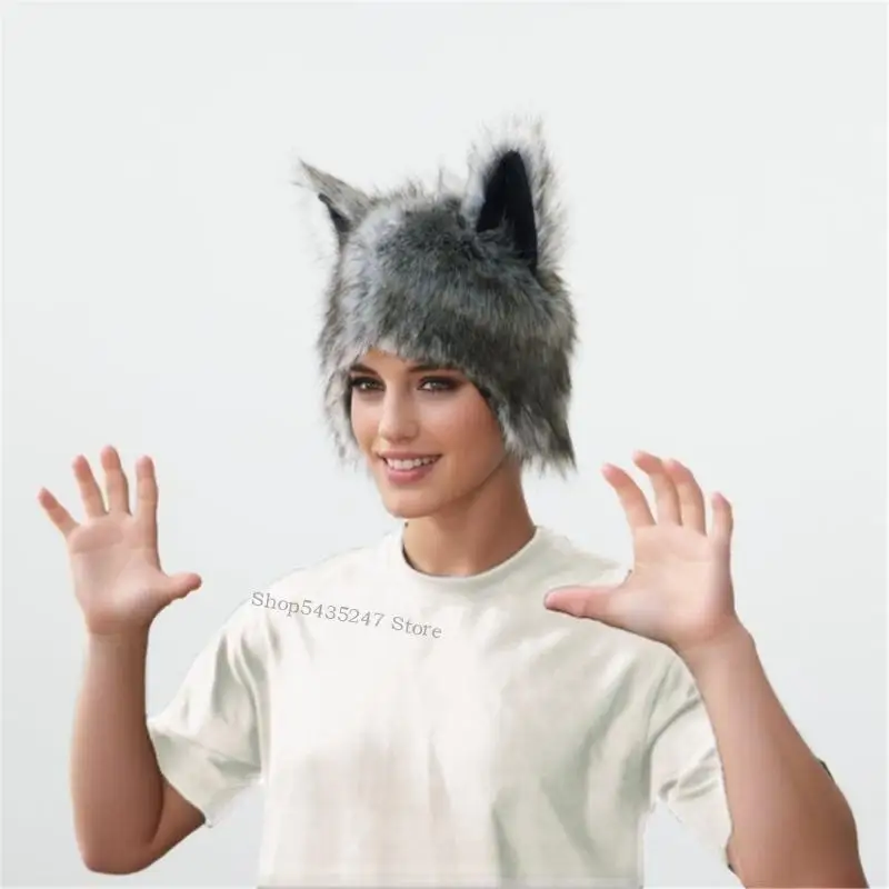 

Warm Animal Ear Cap Coldproof Winter Hat For Women Men Unisex Outdoor Activity Cosplay Event Halloween Party Costume Hat