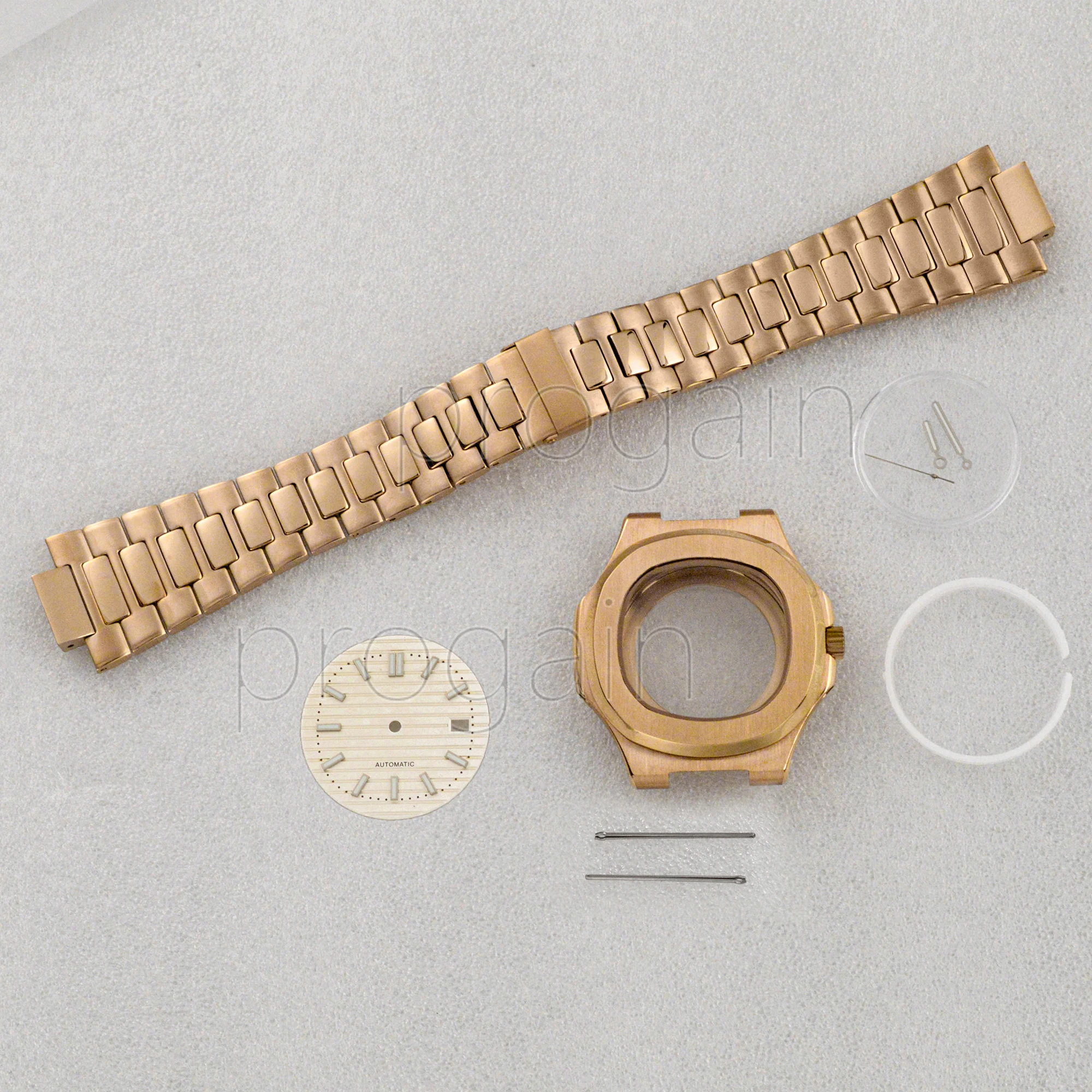 

41mm Watch Case Watchband Rose Gold 316L Stainless Steel Case For NH35 Movement Luminous 30.5mm Dial Hands Nautilus Case