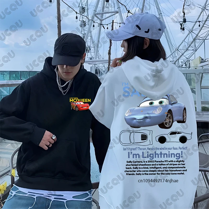 خريف شتاء جديد البرق ماكوين وسالي طباعة زوجين هوديس المتضخم قميص قطني بكم طويل الرجال النساء البلوز بلايز عادية