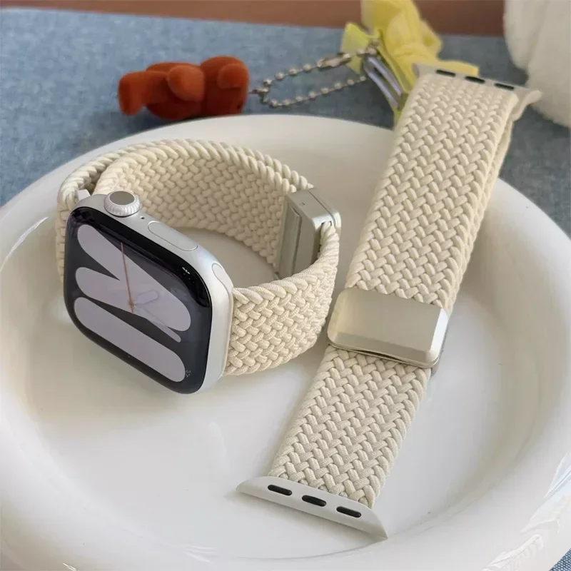 Nylon Band For Apple Watch Strap 44/46mm 45mm 42mm magnetic buckle Bracelet iWatch series se 12 11 10 7 5 6 8 9 Ultra 4 3 49mm
