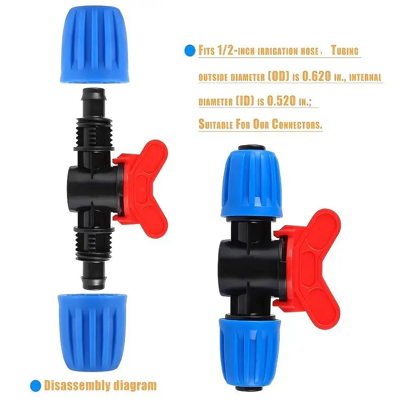 1/2-inch Drip Irrigation Tubing Switch Valve, 16mm Drip Irrigation Stop Valve, Drip Irrigation Accessories, Reusable