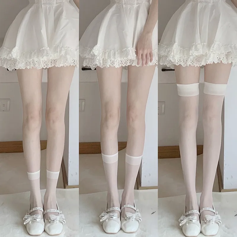 

Women Sexy Thin Sheer Stockings Ballet Style Overknee Silk Socks Transparent Crystal Stockings Cosplay JK Girls Thigh High Socks