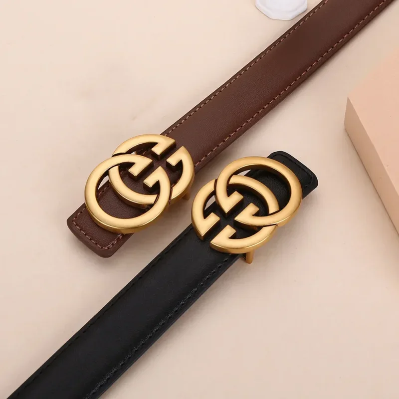 Luxury designer fashion women's belt business alloy letter button head daily versatile decoration jeans business women's belt