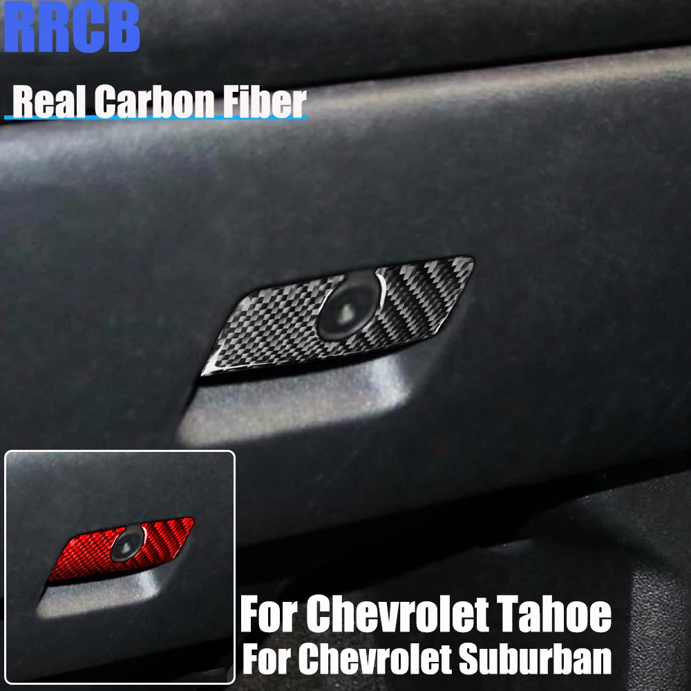 

Real Carbon Fiber Car Accessories Glove Storage Handle Trim Decorative Soft Cover Sticker For Chevrolet Tahoe/Suburban 2007-2014