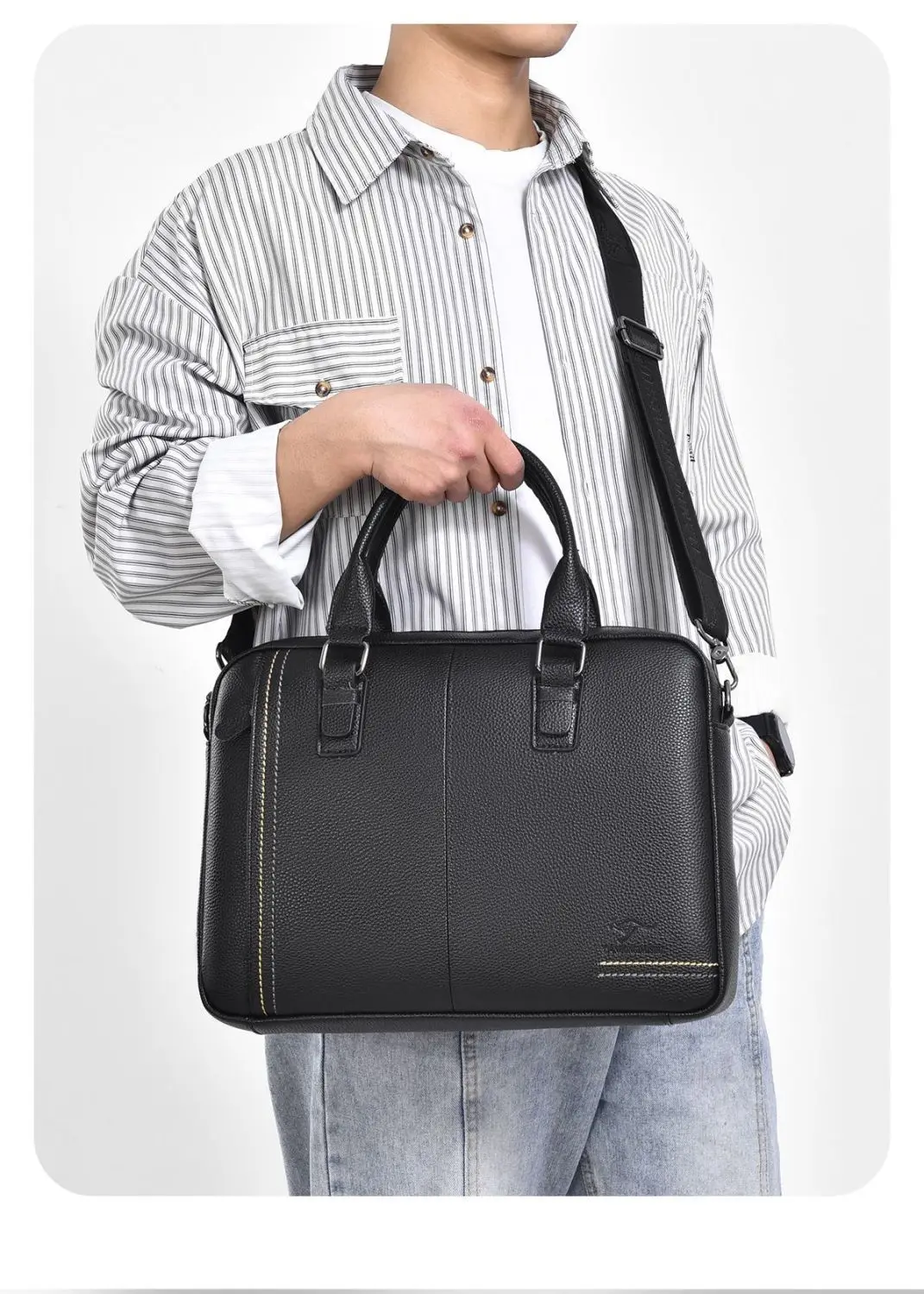 新しいラップトップバッグ Pu レザーメンズブリーフケース高級ブランド男性ハンドバッグ高品質男性メッセンジャー 14 インチコンピュータラップトップバッグ