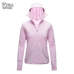 TRVLWEGO Long Sleeve Hoody Shirt Summer Women Sun UV Protection Quick Dry Clothing Men Hooded Jacket Thin Beach Sweatshirt