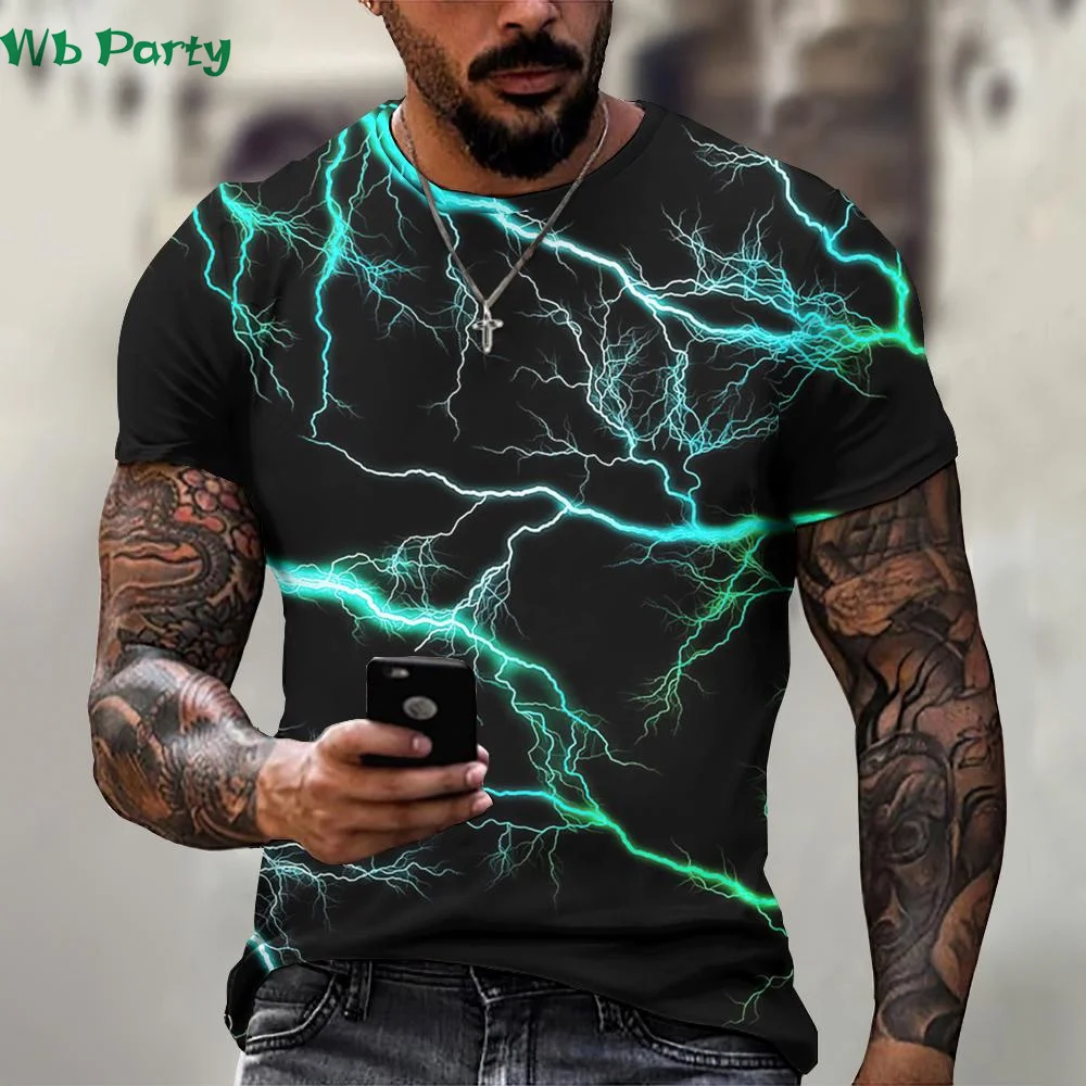 Lightning print Men\'s Dry Fit shirt Short Sleeve Lightning shirts Graphic Tee men\'s summer clothes Men\'s Dry Fit shirt tshirt