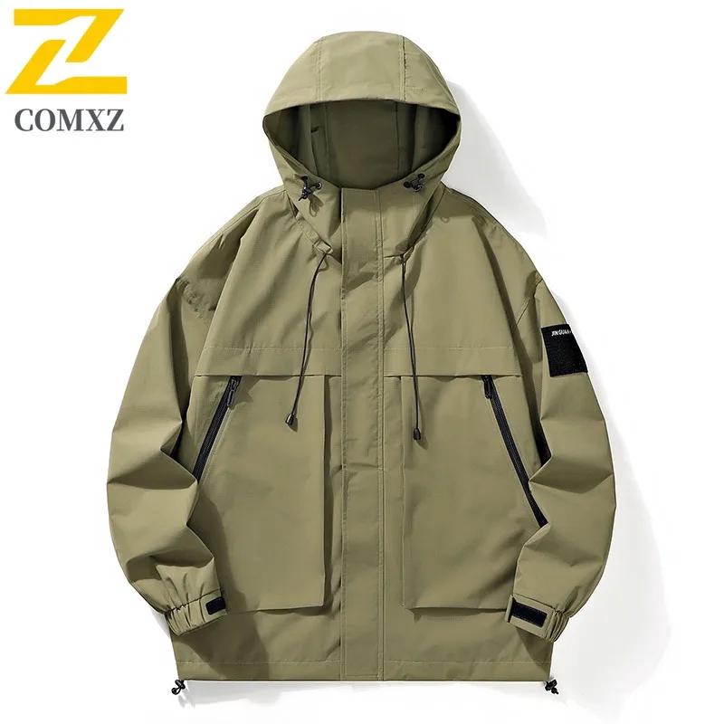 

COMXZ 2025 Men Fashion Jacket Coat Youth College Style Student Sport Baseball Workwear Autumn New Trendy lightweight windbreaker