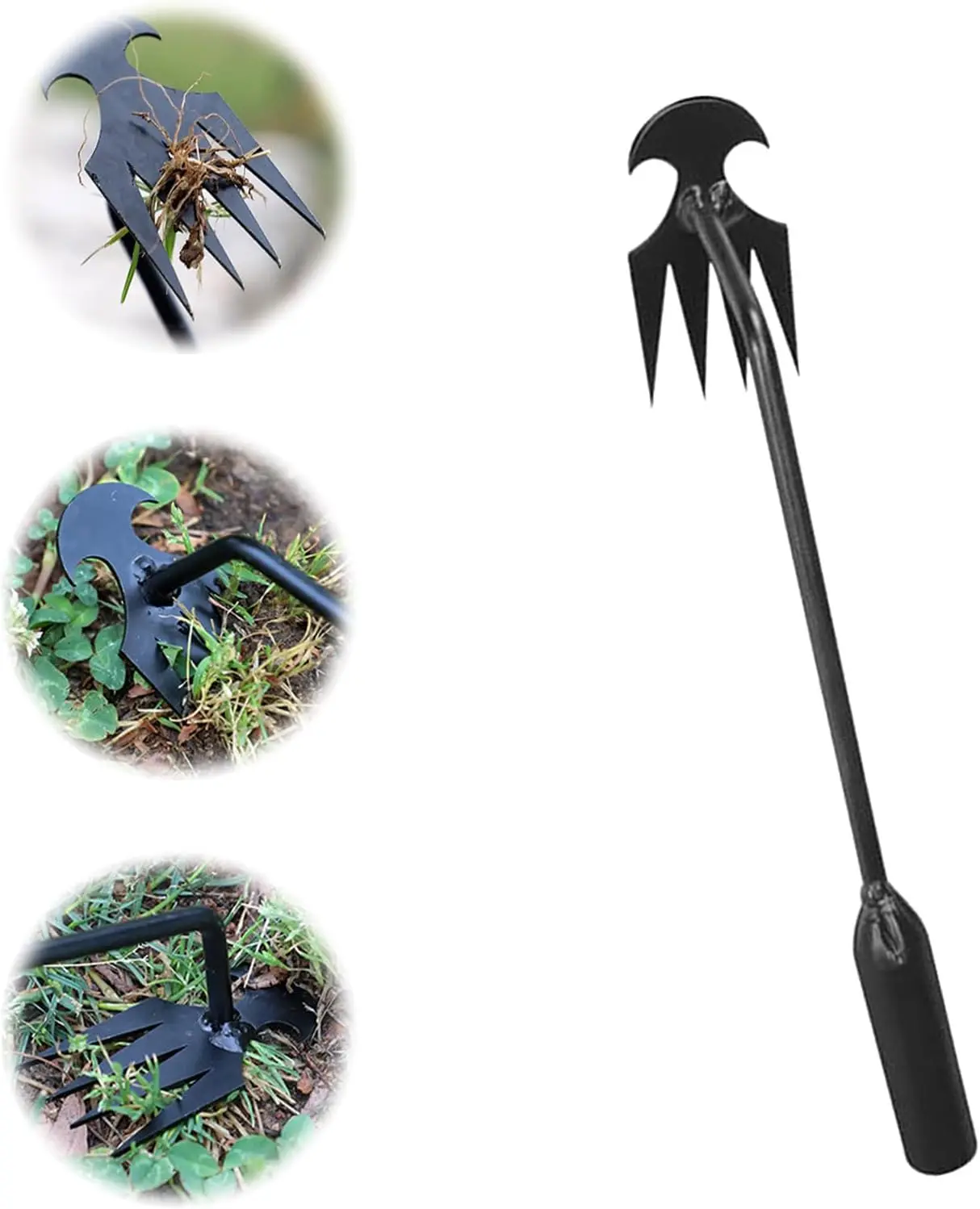 

Weeding Artifact Uprooting Weeding Tool, Weed Puller Tool Garden Weed Pulling Tool, 4 Teeth Manganese Steel Garden Hand Weeder T