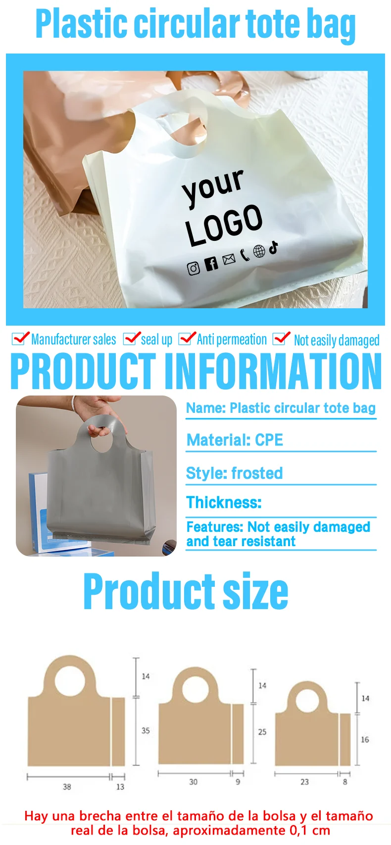 50 Stück personalisierte Hochzeitsgeschenktüten, Kosmetikverpackungstüten, Werbeverpackungstüten für Veranstaltungen, Plastiktüten mit aufgedrucktem Logo – Detail 1