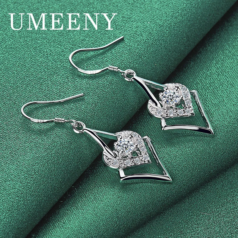 

Simple 925 Sterling Silver 40mm Exquisite Geometric Zirconia Earrings Women Jewelry Girlfriend Gift Party Accessories