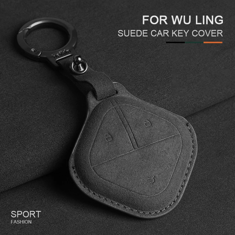 

Suede Car Remote Key Case Cover Protector Shell For SGMW Wuling BINGO Airev 2023 For Baojun Kiwi EV Car Key Keychian Accessories