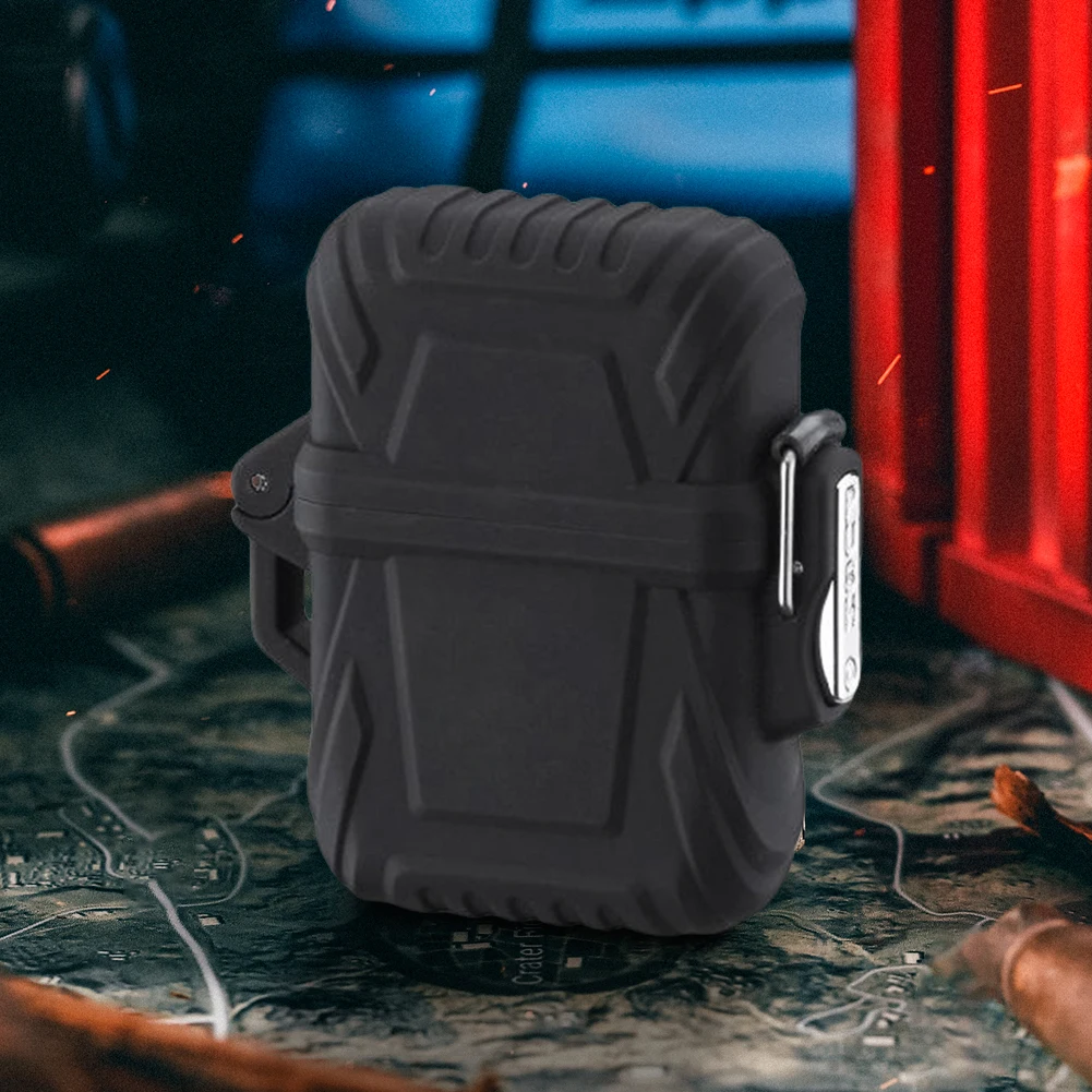 2 قطعة حافظة ولاعة واقية غطاء ولاعة IP56 مقاوم للماء البلاستيك Firestarter مع صافرة الحبل متعددة الوظائف للرجال #3