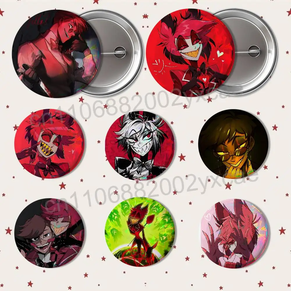 Evil H-Hazbin A-Alastor Badges Badges On Backpack Jacket Cartoon Round Brooches  Acrylic Button Pins Collection Gifts